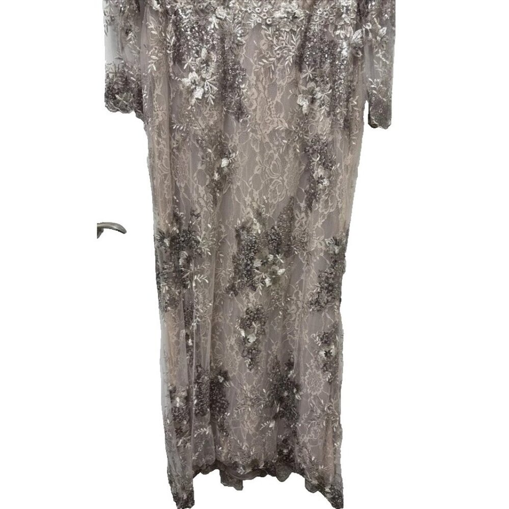 Mac Duggal Taupe 67539 Sequin V-Neck Long Sleeve Formal Gown Dress NEW - Picture 13 of 15